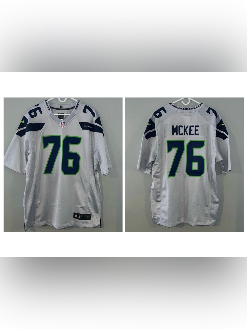 Seattle Seahawks Grey Authentic Nike NFL ON FIELD Football Jersey Men’s Large